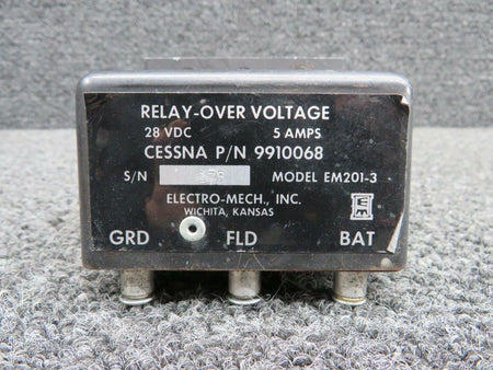 Electro-Mech 9910068 M/N EM201-3 Cessna 421B Electro-Mech Over Voltage Relay V 28