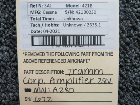 A280 Cessna 321B Tramm Corp Amplifier (Volts: 28) BAS Part Sales | Airplane Parts