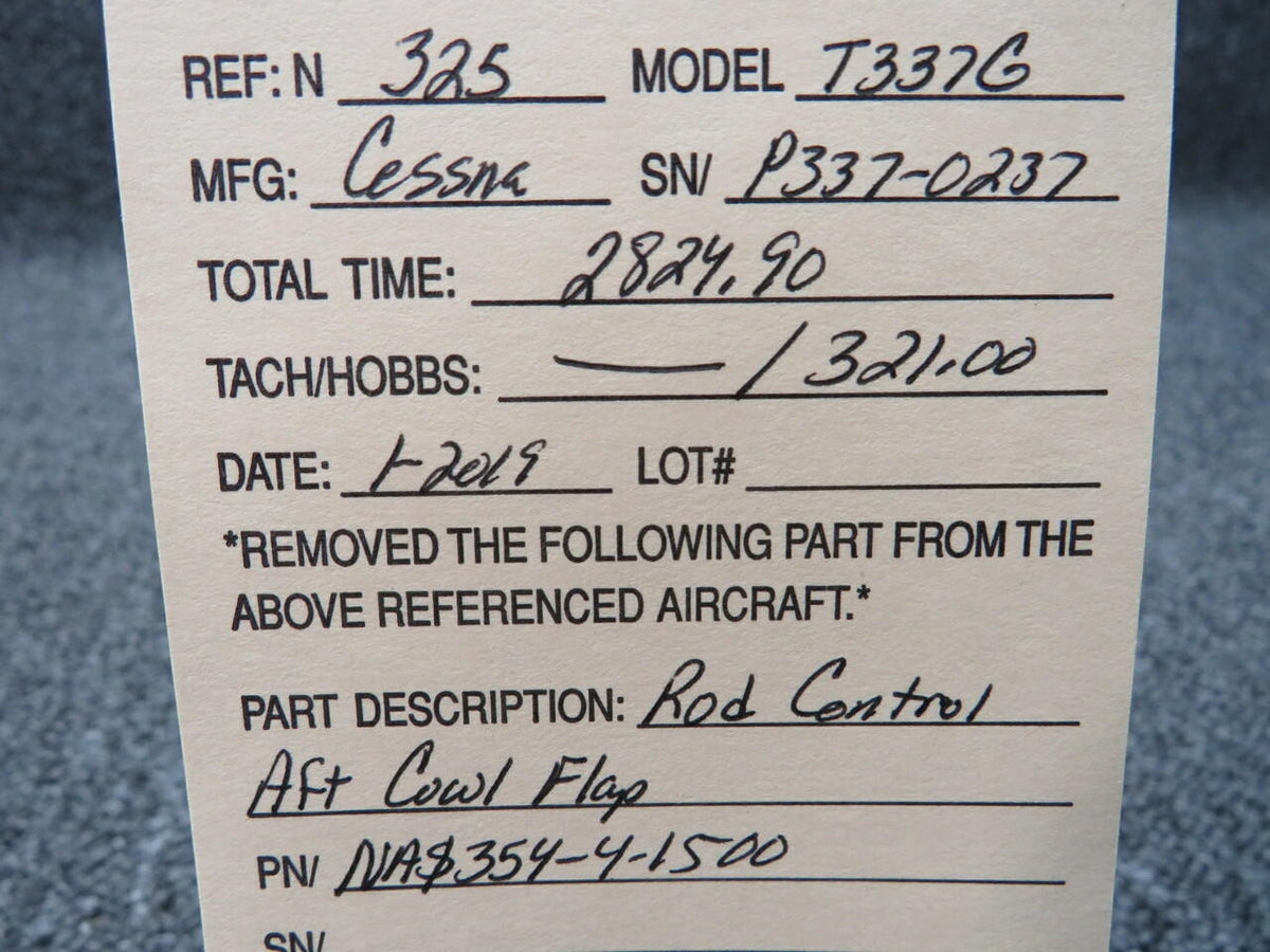 NAS354-4-1500 Cessna T337G Cowl Flap Control Rod AFT BAS Part Sales | Airplane Parts