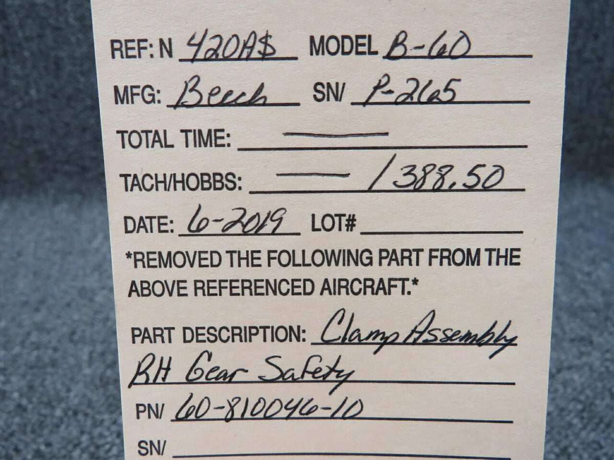 Beech 60-810046-10 Beech B-60 Clamp Assembly RH Gear Safety