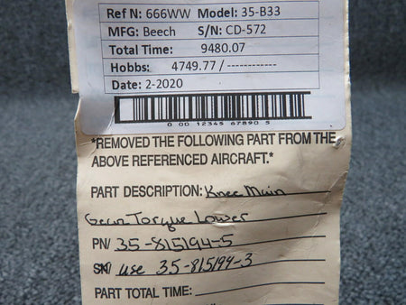 35-815194-5 Beechcraft 35-B33 Main Gear Torque Knee Lower BAS Part Sales | Airplane Parts