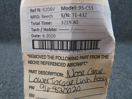 96-820020 Beechcraft 95-C55 Nose Gear Lower Torque Link Assy BAS Part Sales | Airplane Parts