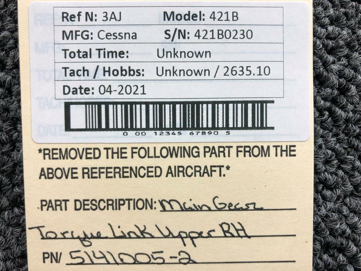 5141005-2  Cessna 421B Main Gear Torque Link Upper RH BAS Part Sales | Airplane Parts