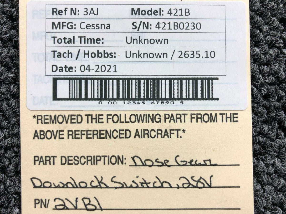 2VB1 Cessna 421B Nose Gear Downlock Switch with Mounting Brackets