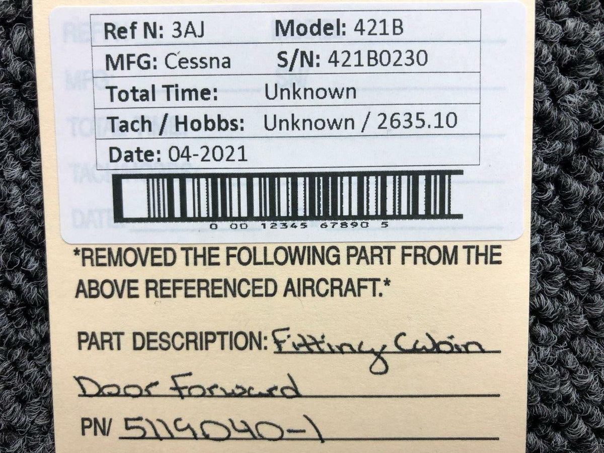 Cessna 5119040-1 Cessna 421B Fitting Cabin Door Forward