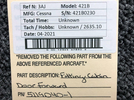 Cessna 5119040-1 Cessna 421B Fitting Cabin Door Forward
