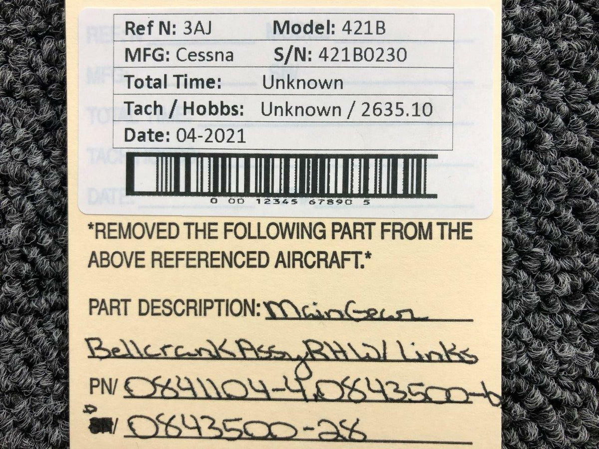 Cessna 0841104-4 Cessna 421B Main Gear Bellcrank Assembly W/ Links RH