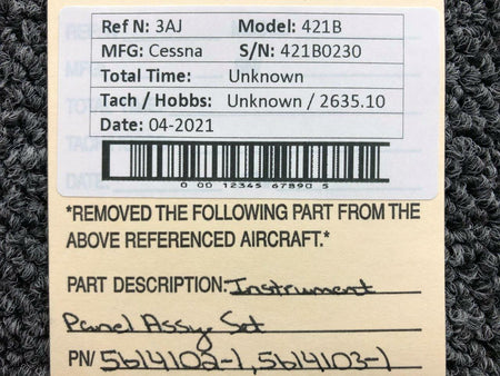 Cessna 5614102-1 / 5614103-1 Cessna 421B Instrument Panel Assembly Set