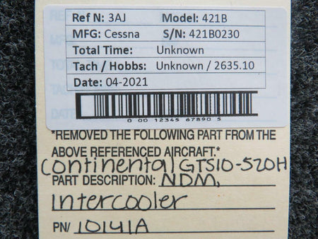 NDM 10141A Cessna 421B Continental GTSIO-520H NDM Intercooler