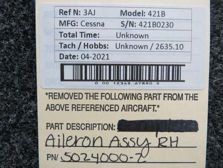 Cessna 5024000-2 Cessna 421B Aileron Assembly RH
