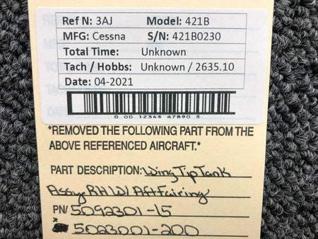 Cessna 5092301-15 Cessna 421B Wing Tip Tank Assembly W/ AFT Fairing RH