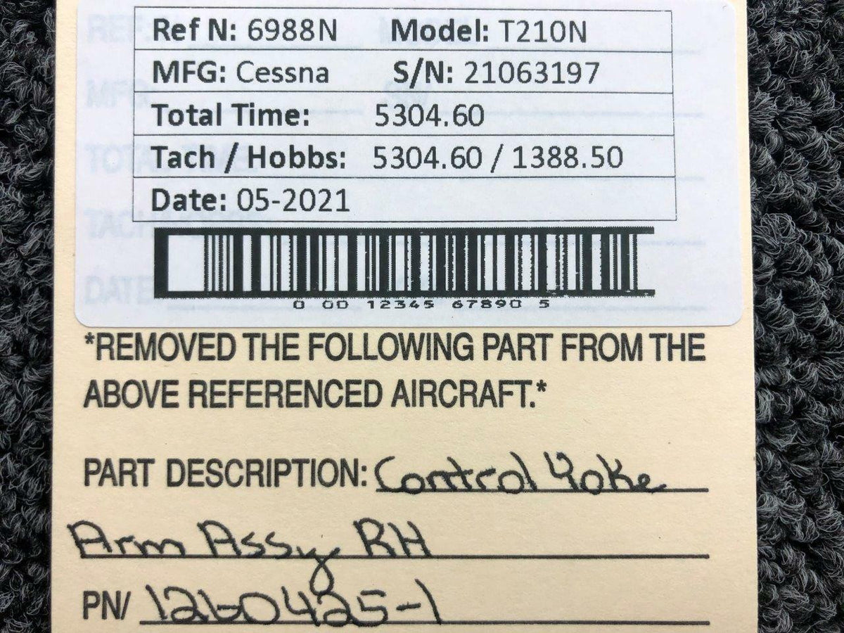1260425-1 Cessna T210N Control Yoke Arm Assembly RH BAS Part Sales | Airplane Parts