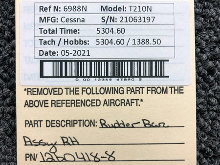Cessna 1260418-8 Cessna T210N Rudder Bar Assembly RH