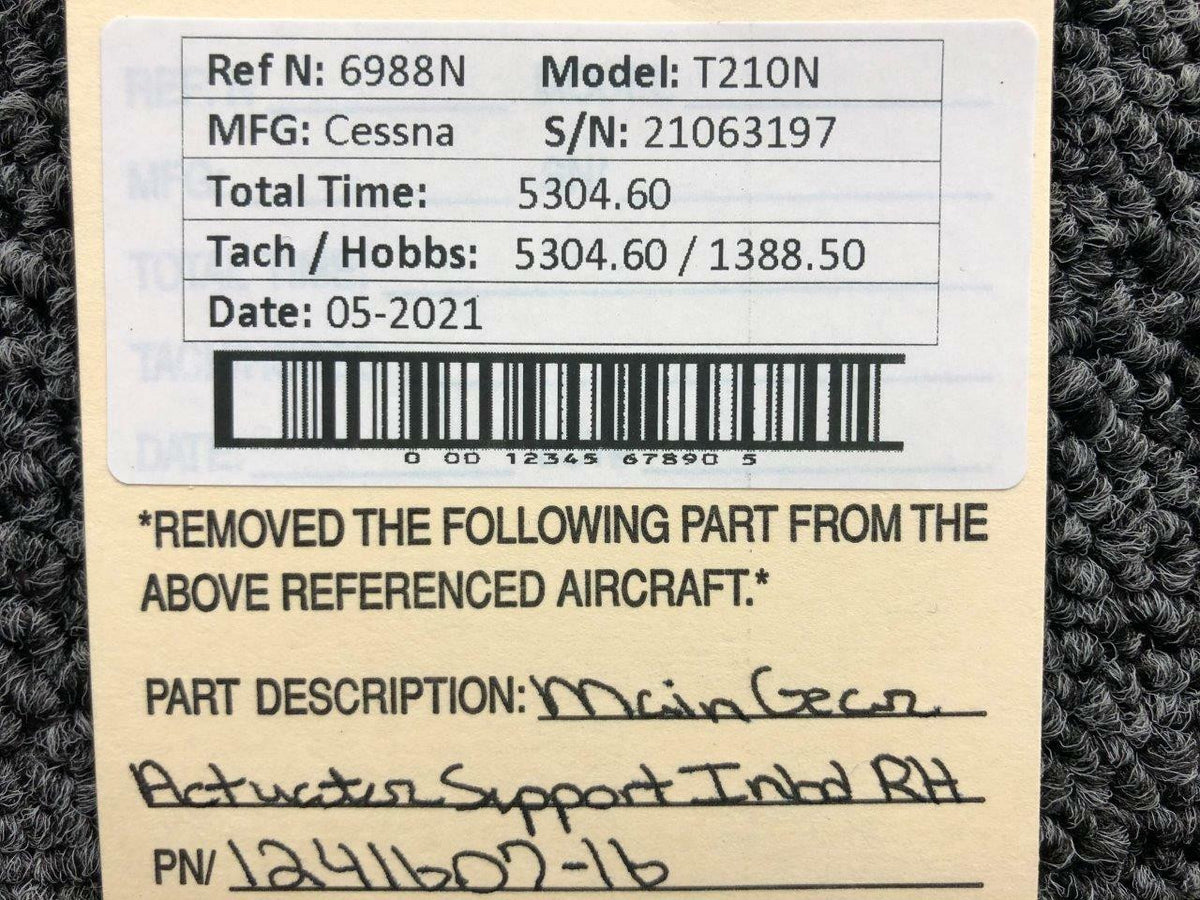 Cessna 1241607-16 Cessna T210N Main Gear Actuator Support Inboard RH