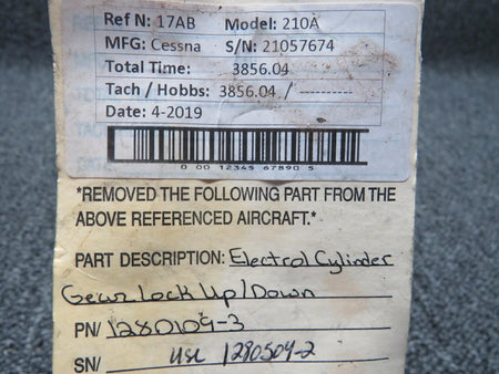 Electrol 1280109-3 USE 1280504-2 Cessna 210A Electrol Cylinder Gear Lock Up / Down