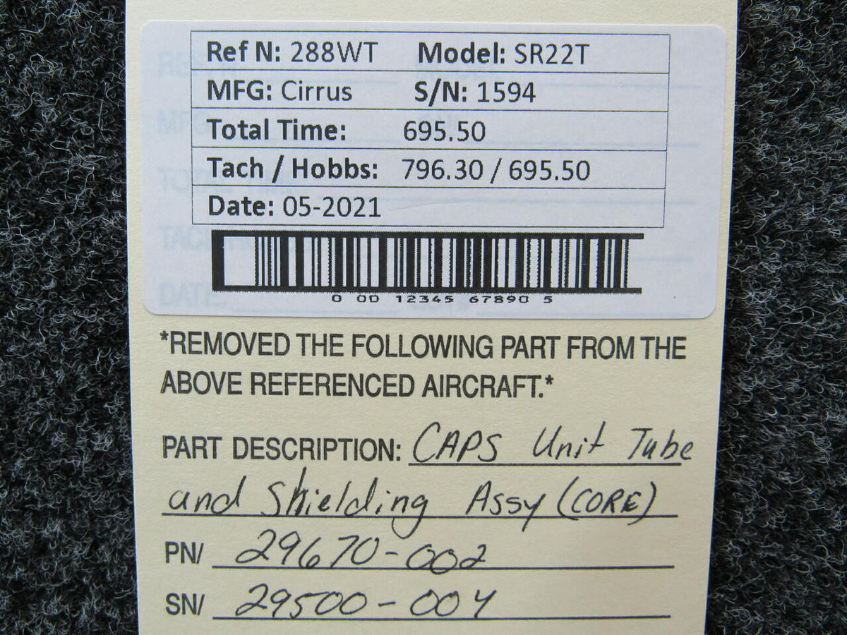 Cirrus 29500-004 / 29670-002 Cirrus SR22T CAPS Rocket and Shielding CORE / ART