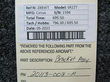 Cirrus 20133-008-A Cirrus SR22T Bracket Assembly Hours 695.5
