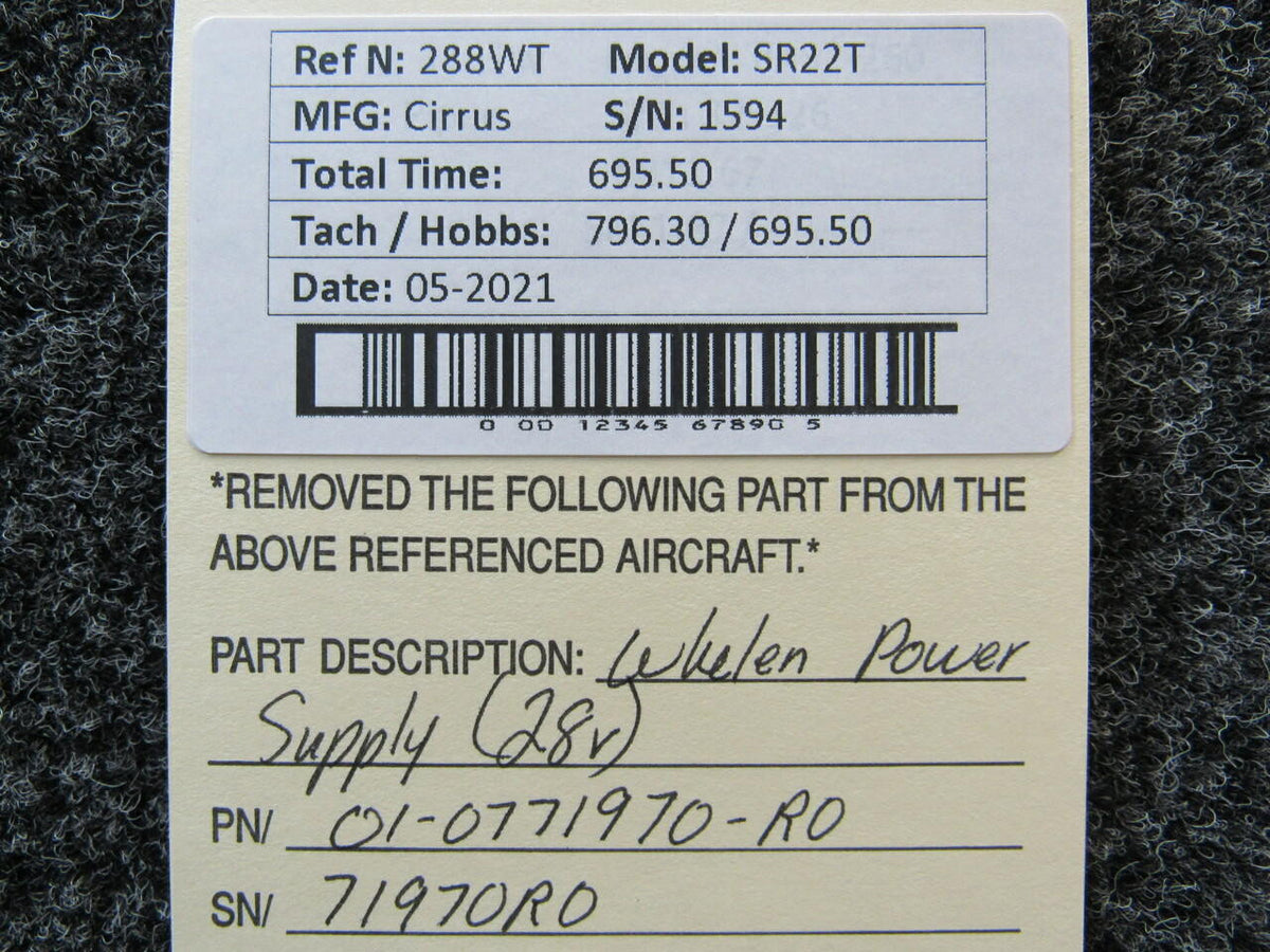 01-0771970-R0 (USE: 71970R0) Cirrus SR22T Whelen Power Supply (Volts: 28) BAS Part Sales | Airplane Parts