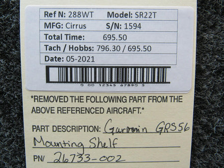 26733-002 Cirrus SR22 Garmin GRS-56 Mounting Shelf (Hours: 695.5) BAS Part Sales | Airplane Parts