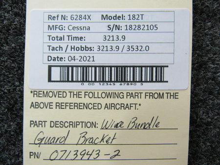 Cessna 0713943-2 Cessna 182T Wire Bundle Guard Bracket