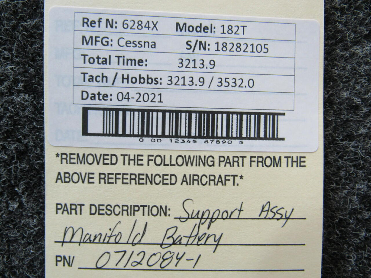 Cessna 0712084-1 Cessna 182T Support Assembly Manifold Battery