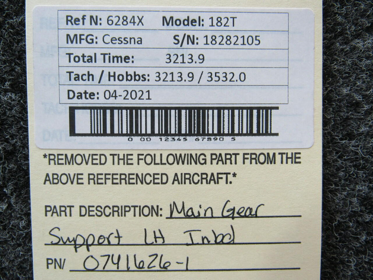 Cessna 0741626-1 Cessna 182T Main Gear Support LH Inboard