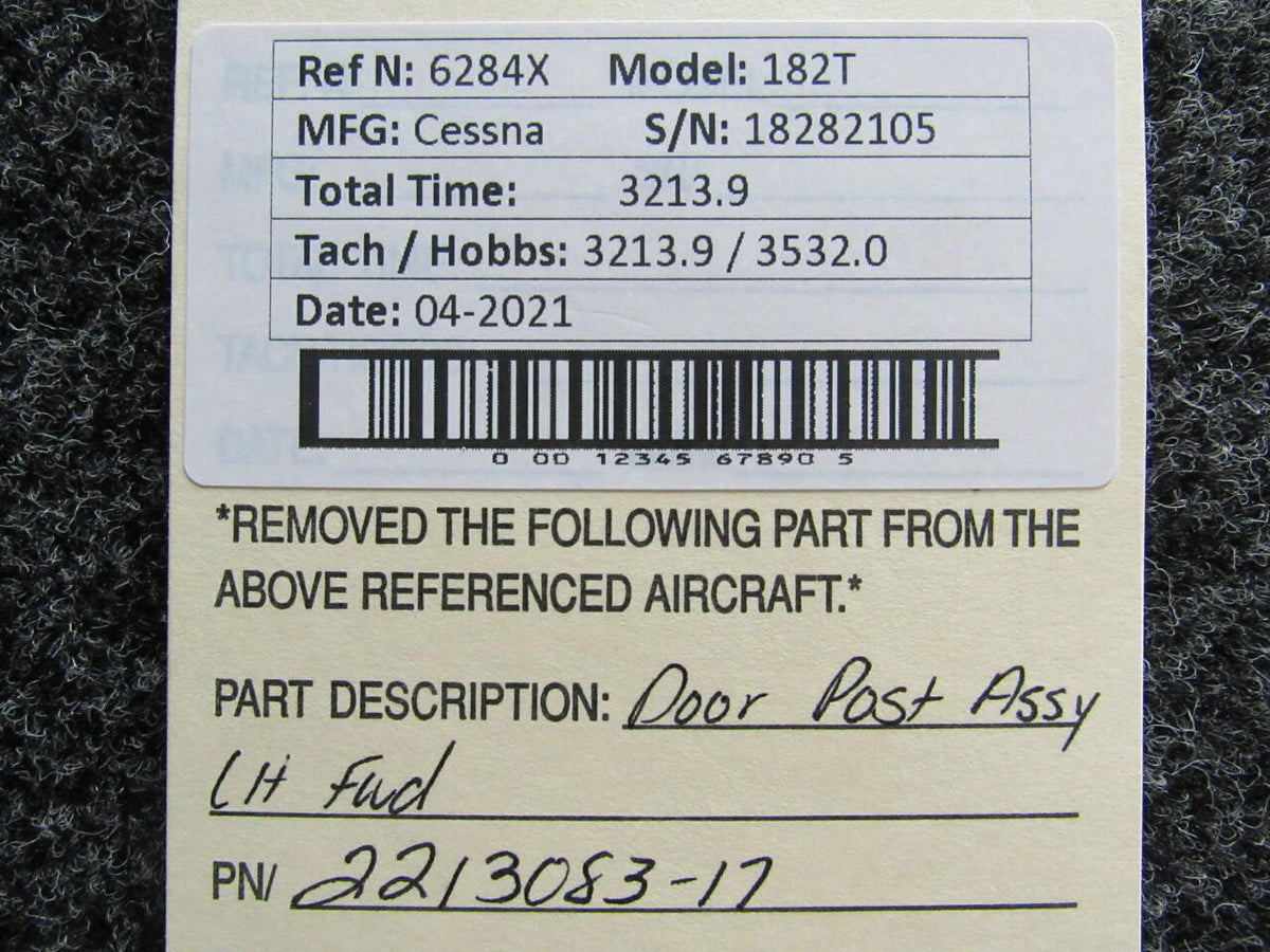 Cessna 2213082-17 Cessna 182T Door Post Assembly LH Forward