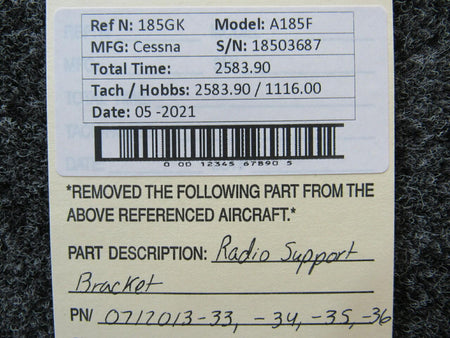 Cessna 0712013-33 Cessna A185F Radio Support Assembly