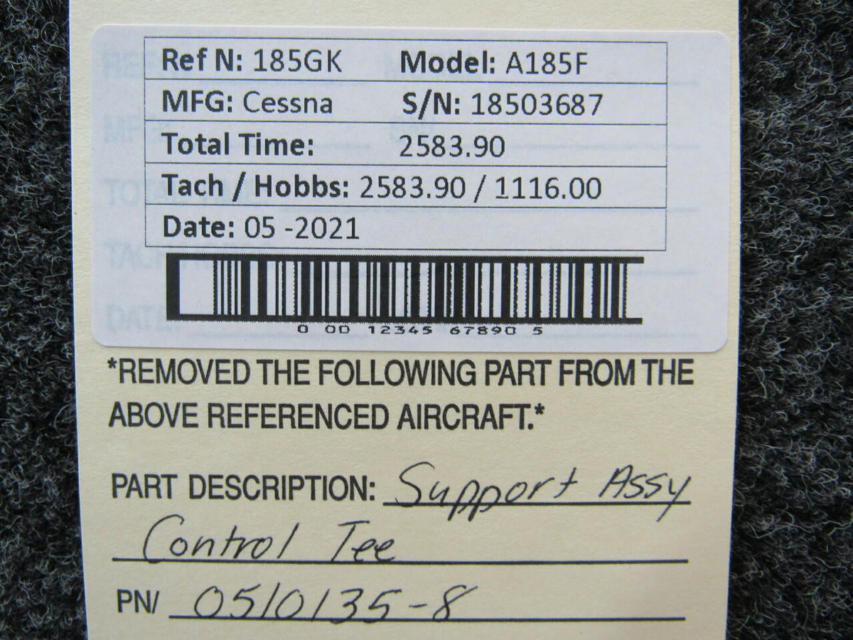 Cessna 0510135-8 Cessna A185F Support Assembly Control Tee