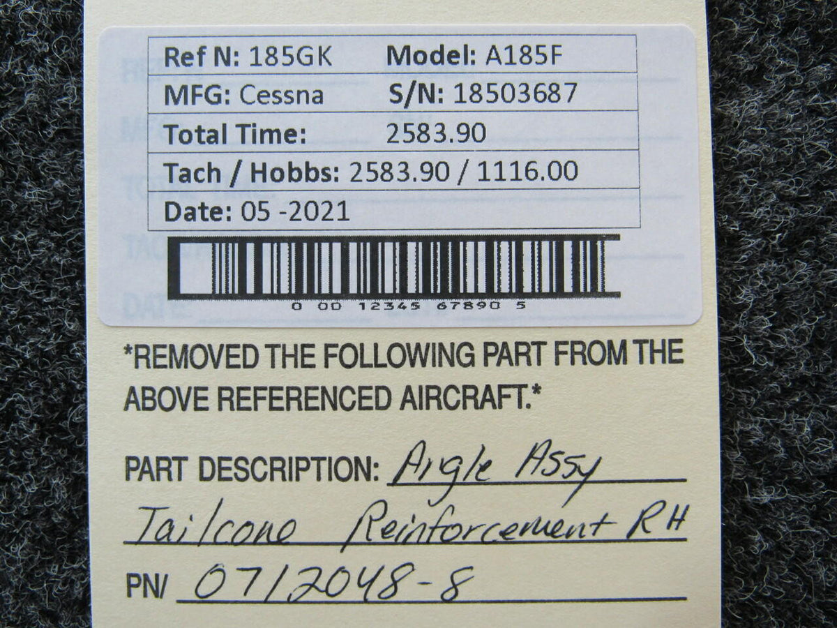 Cessna 0712048-8 Cessna A185F Angle Assembly Tailcone Reinforcement RH