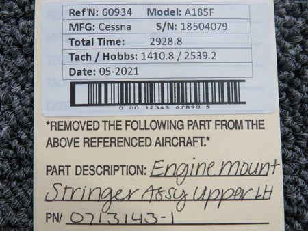 0713143-1 Cessna A185F Engine Mount Stringer Assembly Upper LH BAS Part Sales | Airplane Parts