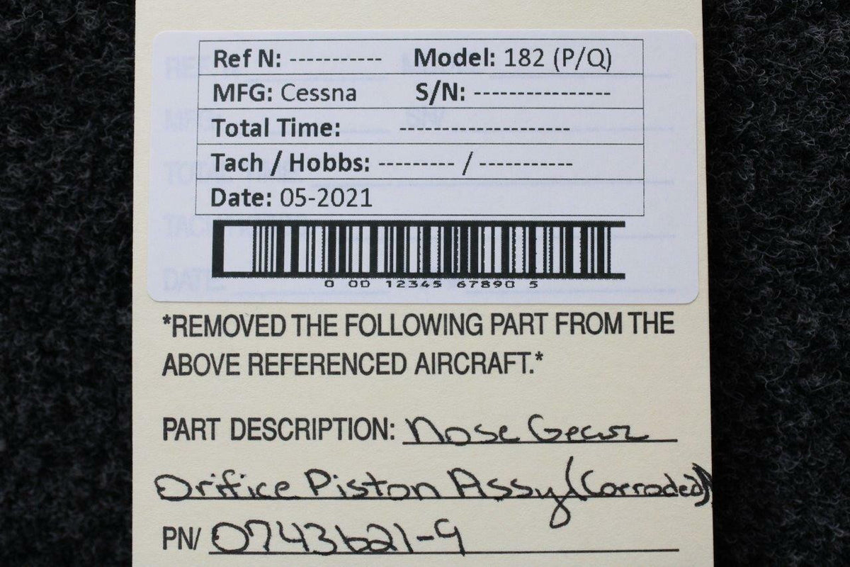 Cessna 0743621-9 Cessna 182 P/Q Nose Gear Orifice Piston Assembly PPP