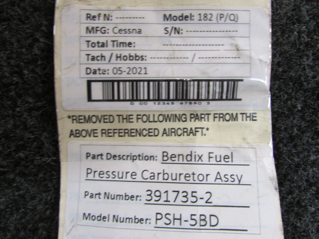 391735-2 Cessna 182 P-Q Bendix PSH-5BD Fuel Pressure Carburetor