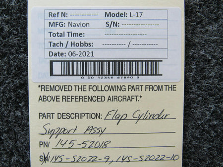 Navion 145-52018 Navion L-17 Wing Flap Cylinder Support Assembly