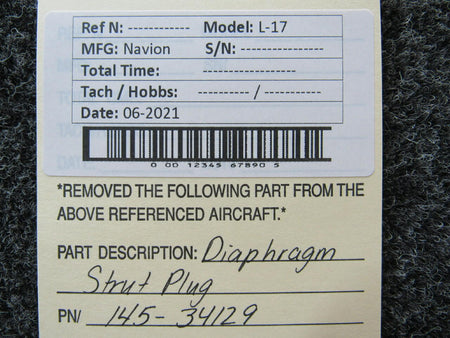 Navion 145-34129 Navion L-17 Diaphragm Strut Plug