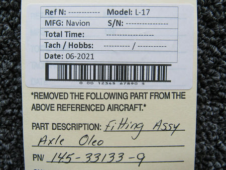 Navion 145-33133-9 Navion L-17 Fitting Assembly Axle Oleo