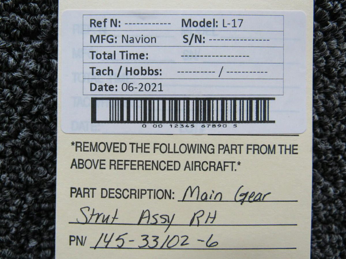Navion 145-33102-6 Navion L-17 Main Gear Strut Assembly RH