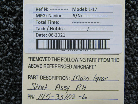 Navion 145-33102-6 Navion L-17 Main Gear Strut Assembly RH