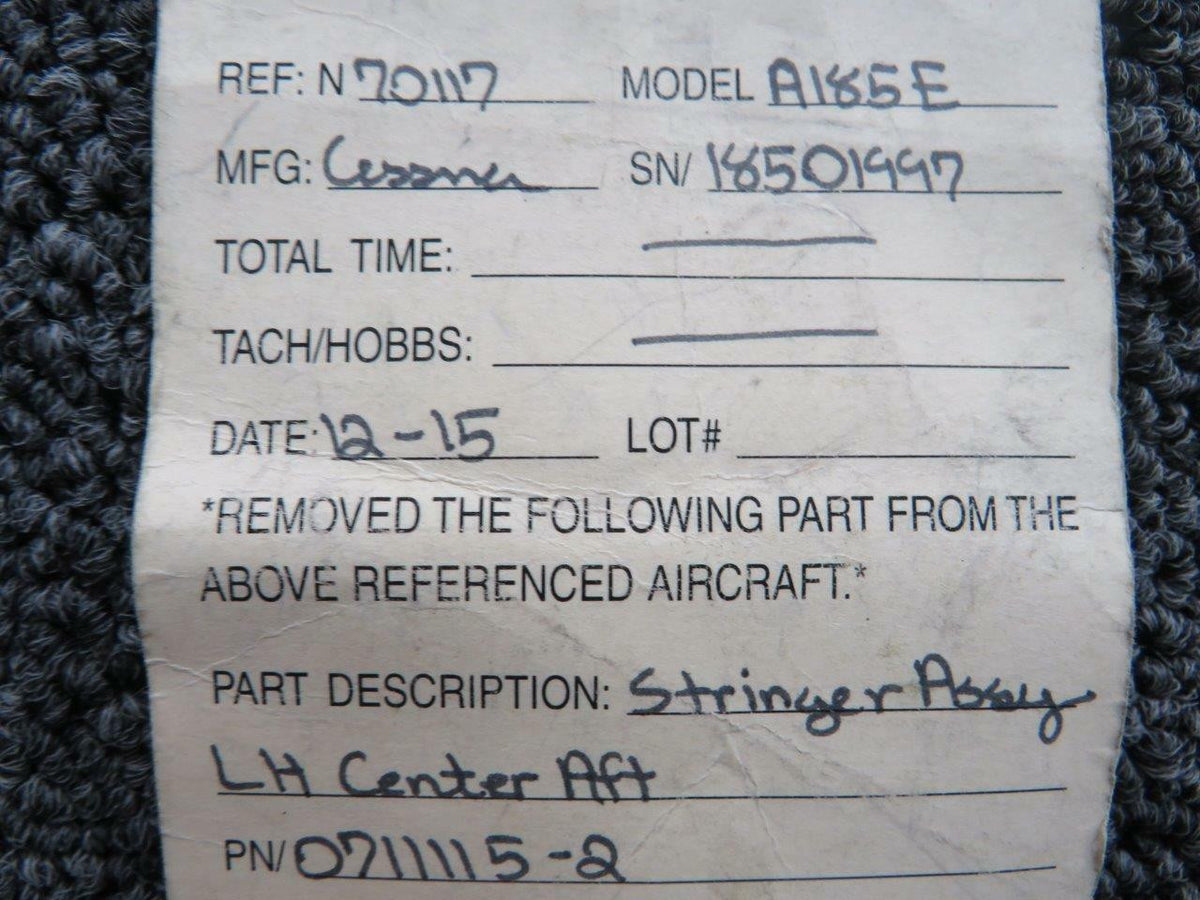 Cessna 0711115-2 Cessna A185E Stringer Assembly LH Center AFT