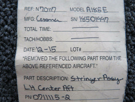 Cessna 0711115-2 Cessna A185E Stringer Assembly LH Center AFT