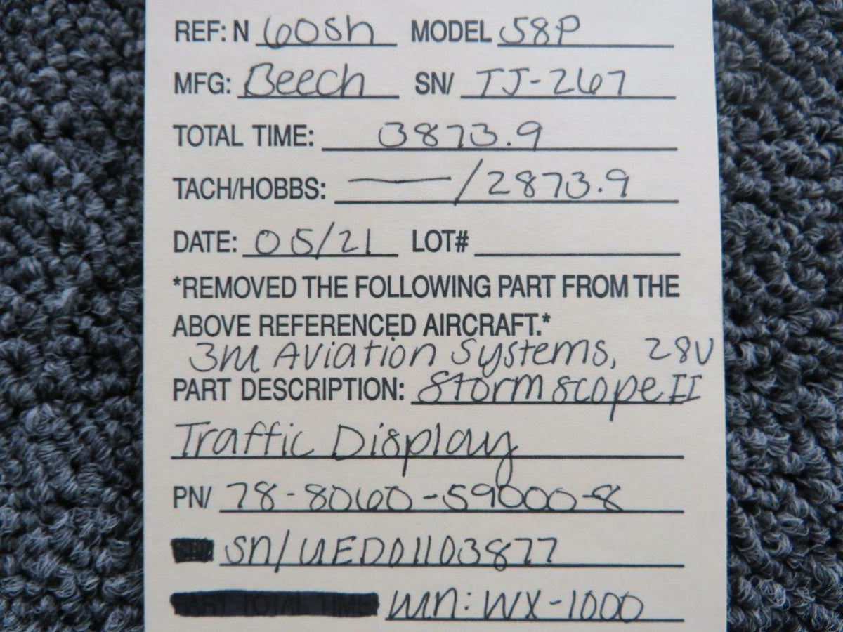 3M Aviation Safety Systems 78-8060-59000-8 Beechcraft 58P 3M Aviation Systems Stormscope II Traffic Display 28V