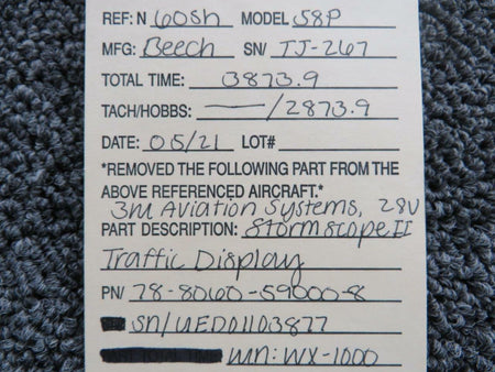 3M Aviation Safety Systems 78-8060-59000-8 Beechcraft 58P 3M Aviation Systems Stormscope II Traffic Display 28V