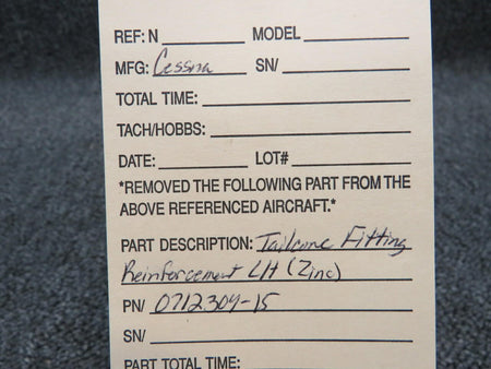 Cessna 0712304-15 Cessna Tailcone Fitting Reinforcement LH Zinc
