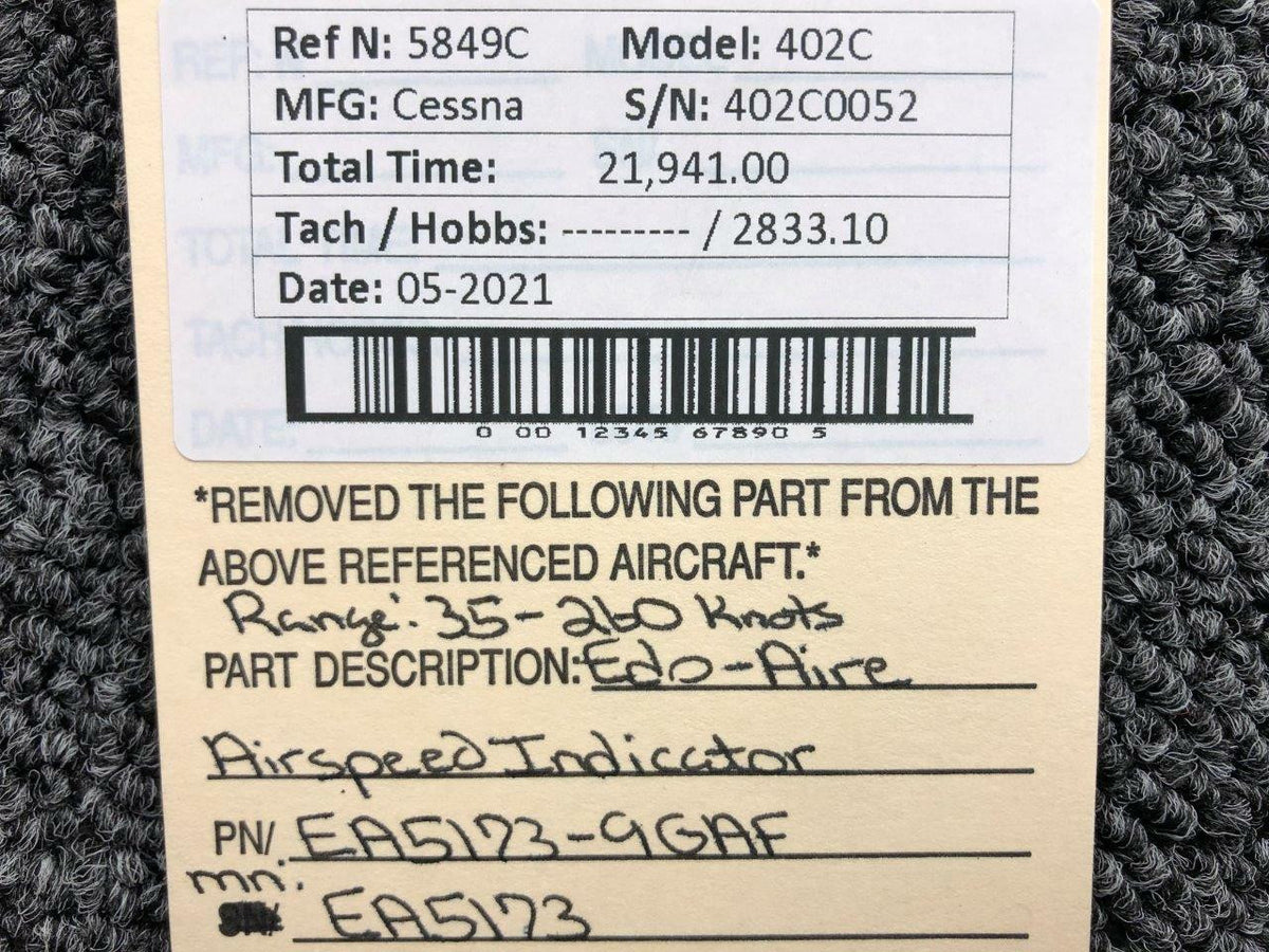 Edo-Aire EA5173-9GAF USE EA5173 Cessna 402C Edo-Aire Airspeed Indicator