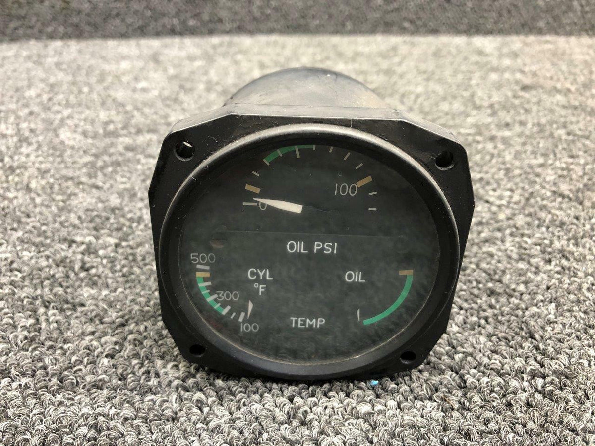 Aircraft Instruments C662019-0101 USE 18C452-1 Cessna 402C Aircraft Inst Engine Tri-Gauge Oil Temperature / Oil Pressure / Cylinder Temperature 28V