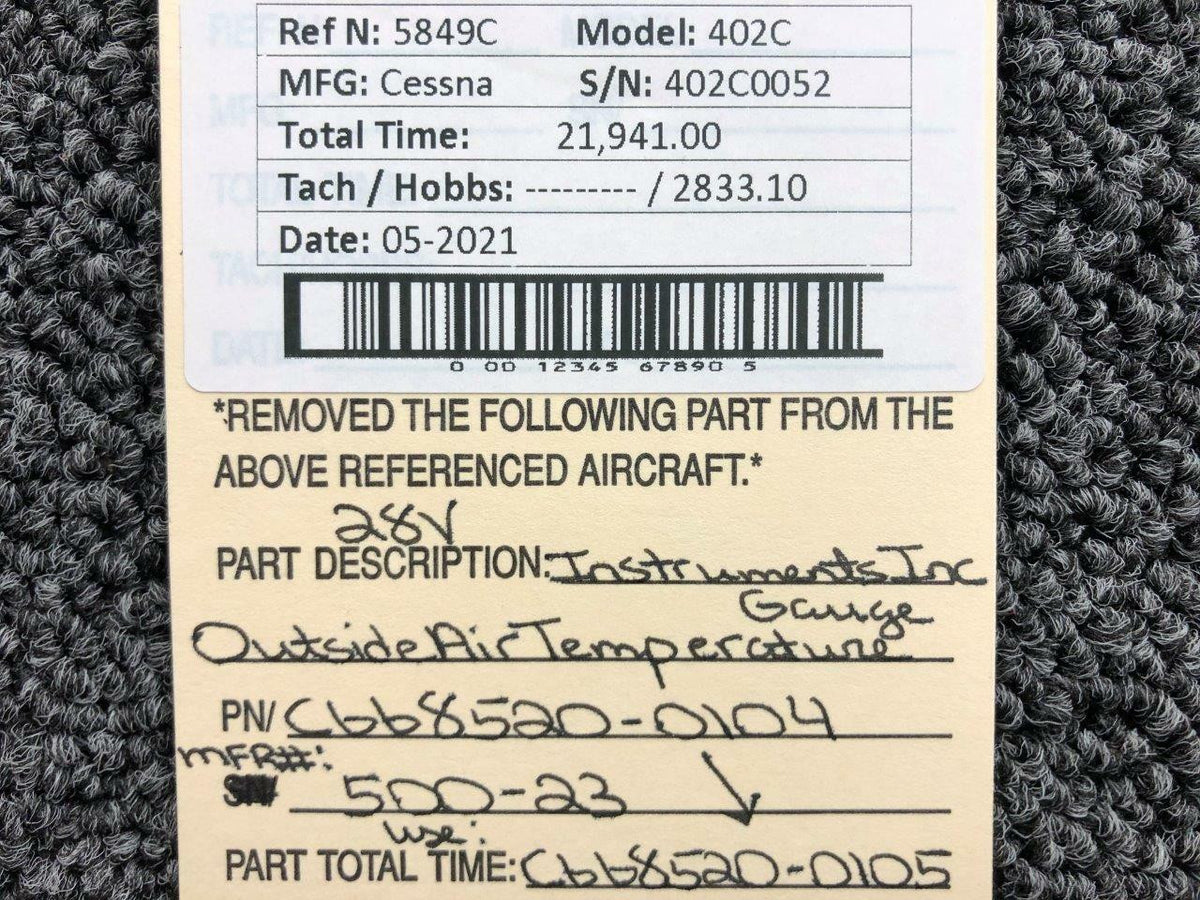 C668520-0104 (USE: 500-23)  Instruments Inc. Outside Air Temperature Indictaor (28V) BAS Part Sales | Airplane Parts