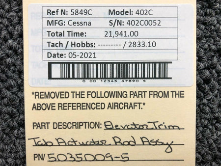 Cessna 5035009-5 Cessna 402C Elevator Trim Tab Actuator Rod Assembly