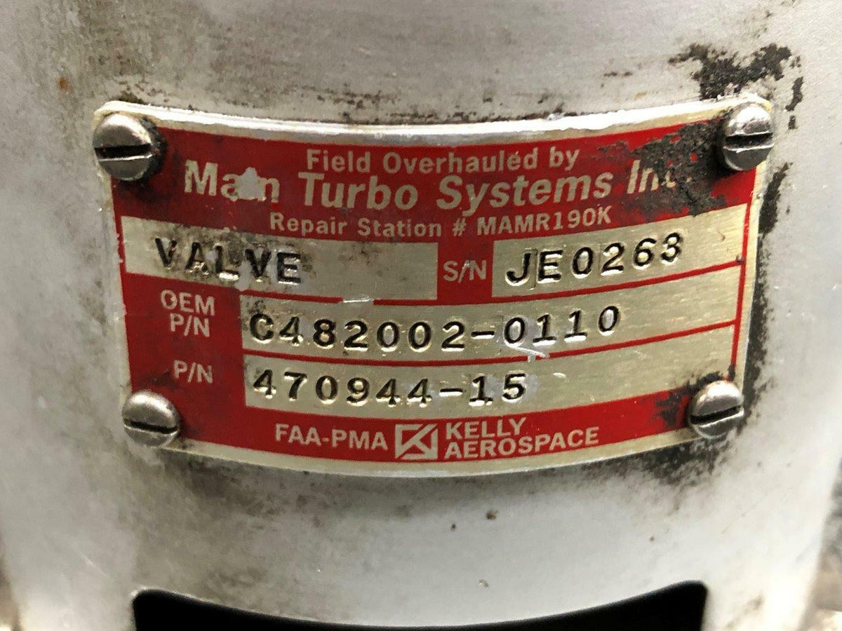 Kelly Aerospace C482002-0110 USE 470944-15 Continental TSIO-520-VB5F Kelly Aerospace Turbo Relief Valve Assy