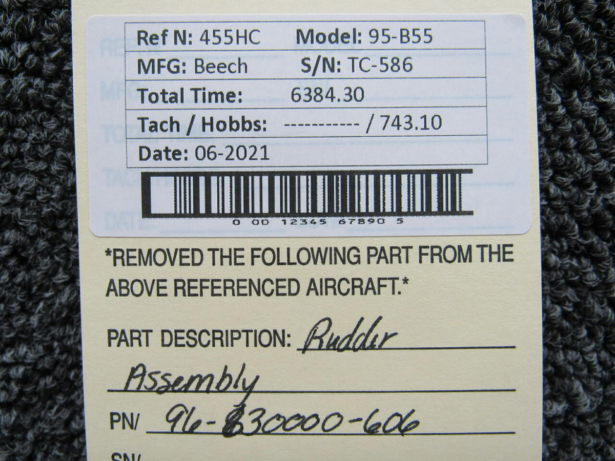 Beechcraft 96-630000-606 Beechcraft 95-B55 Rudder Assembly