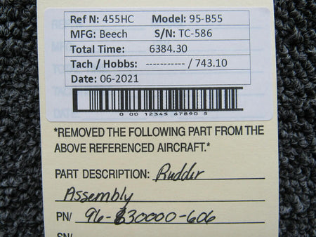 Beechcraft 96-630000-606 Beechcraft 95-B55 Rudder Assembly